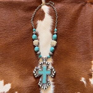 Turquoise Cross Pendant Necklace